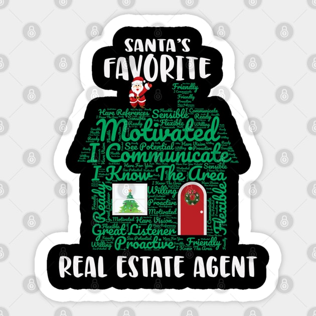 Santas Favorite Real Estate Agent Christmas Word Cloud Sticker by Rosemarie Guieb Designs